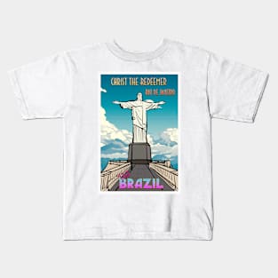 Christ The Redeemer Retro Travel Poster Kids T-Shirt